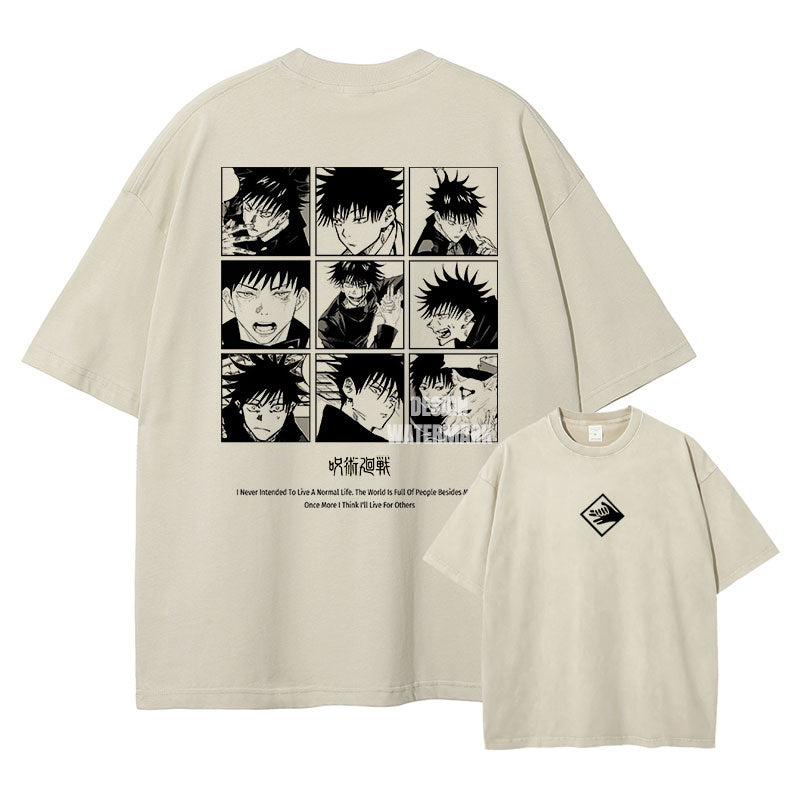 [Jujutsu Kaisen] FUSHIGURO Oversized White/Apricot T-shirt