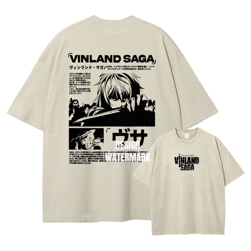 [Vinland Saga] Camiseta extragrande blanca/albaricoque de THORFINN