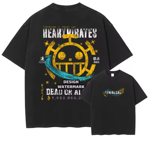 [One Piece] Camiseta vintage extragrande LAW 4