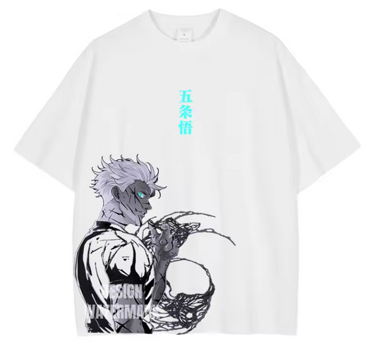 [Jujutsu Kaisen] Camiseta vintage extragrande gris/negra de CHOSO