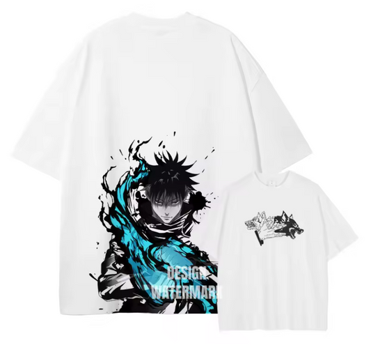 [Jujutsu Kaisen] Camiseta vintage extragrande gris/negra de CHOSO