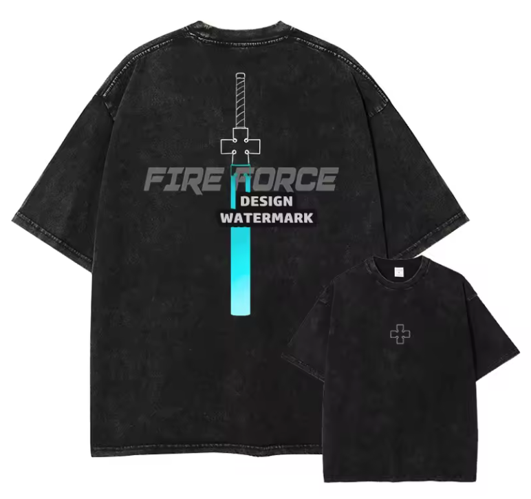 [Fire Force] Camiseta extragrande BENIMARU en blanco, albaricoque y estilo vintage