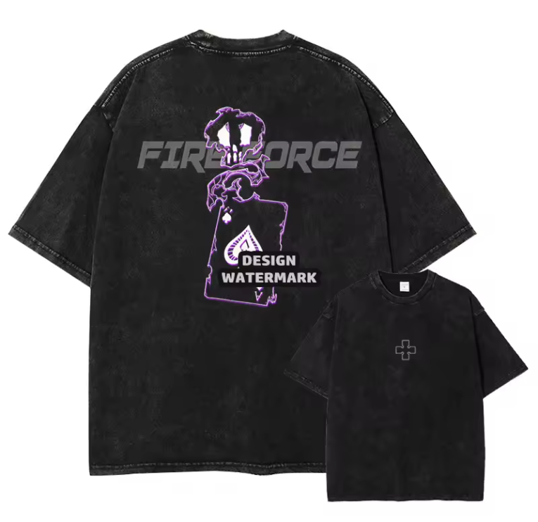 [Fire Force] Camiseta extragrande BENIMARU en blanco, albaricoque y estilo vintage
