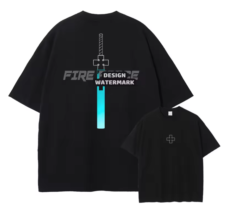 [Fire Force] Camiseta extragrande BENIMARU en blanco, albaricoque y estilo vintage