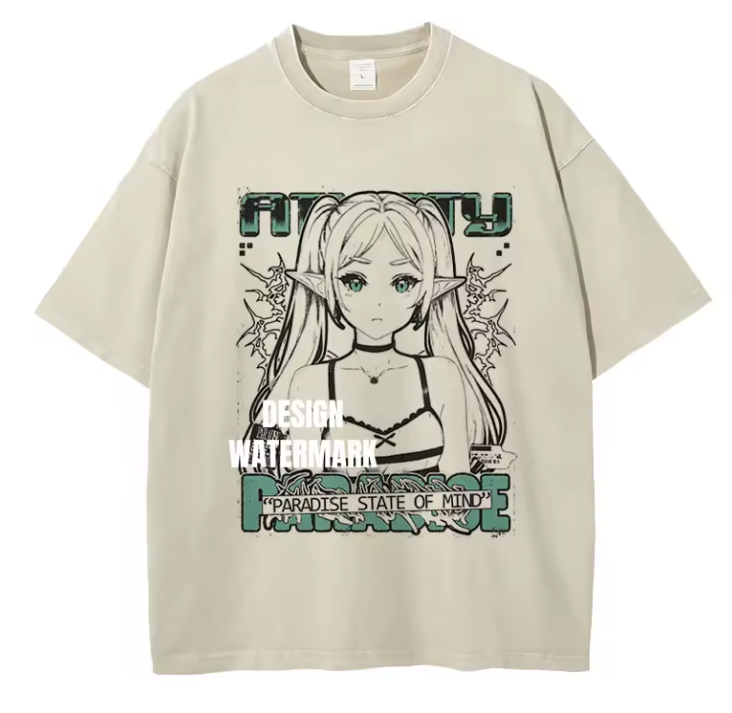 [Frieren] FRIEREN Camiseta extragrande blanca/albaricoque