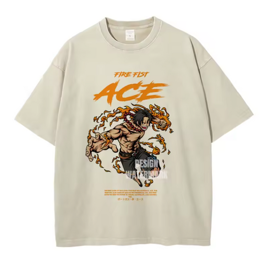 [One Piece] Camiseta vintage extragrande de ACE