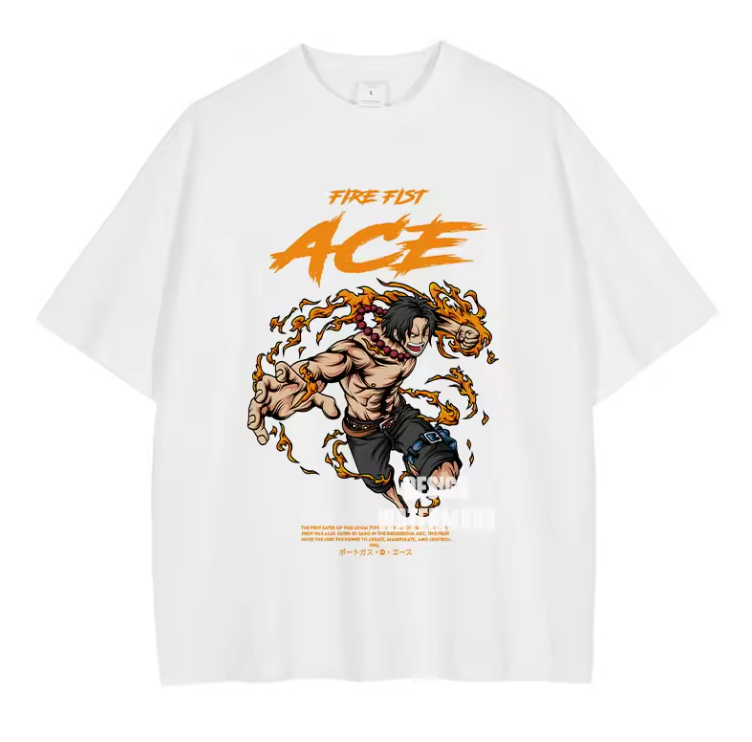 [One Piece] Camiseta vintage extragrande de ACE