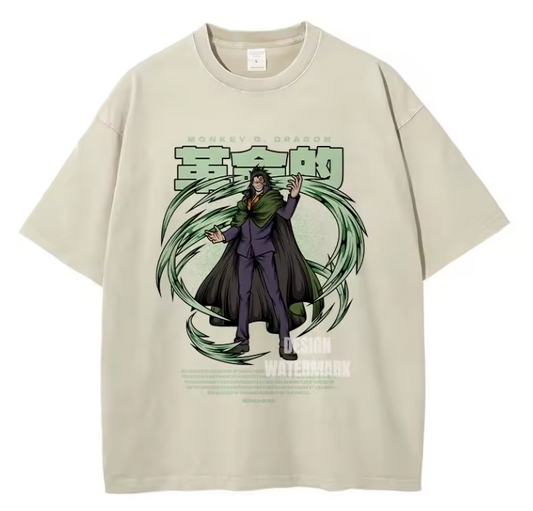[One Piece] Camiseta vintage extragrande DRAGON