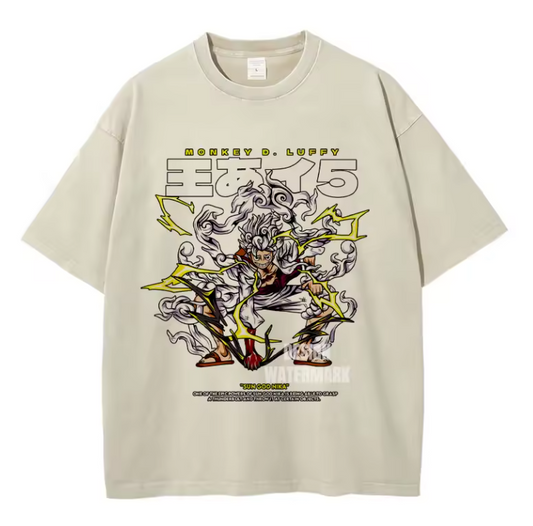 [One Piece] LUFFY (NIKA) Camiseta vintage extragrande