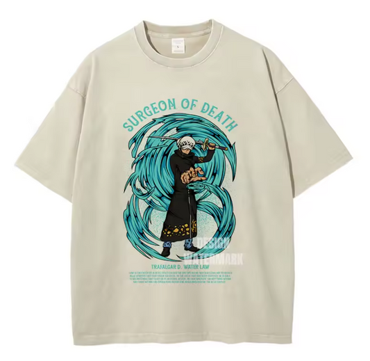 [One Piece] Camiseta vintage extragrande LAW