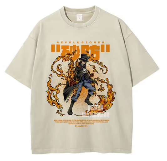 [One Piece] Camiseta vintage extragrande de SABO