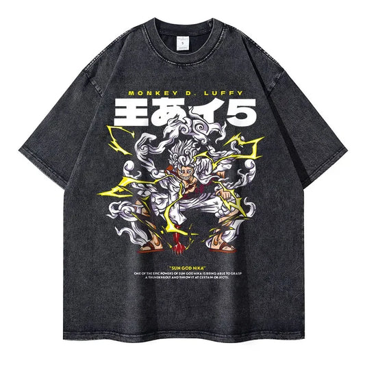 [One Piece] LUFFY (NIKA) Oversized Vintage T-shirt