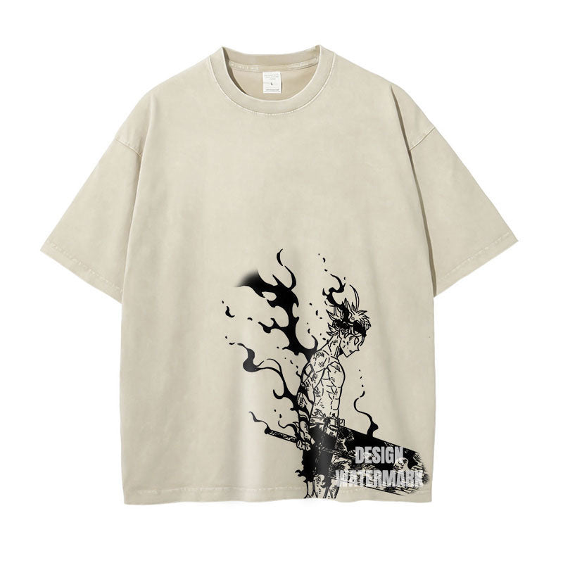 [Black Clover] Camiseta extragrande blanca/albaricoque de ASTA