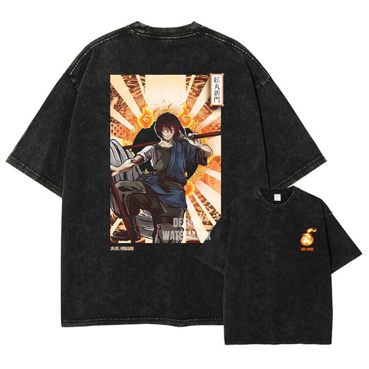 [Fire Force] BENIMARU Oversized White/Apricot/Vintage T-shirt