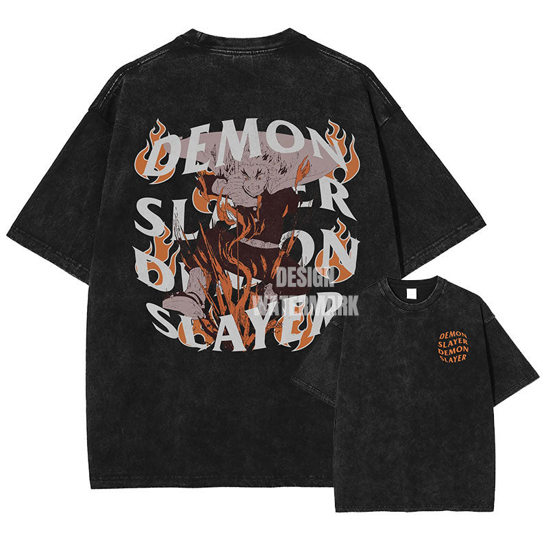 [Demon Slayer] RENGOKU Oversized Vintage T-shirt
