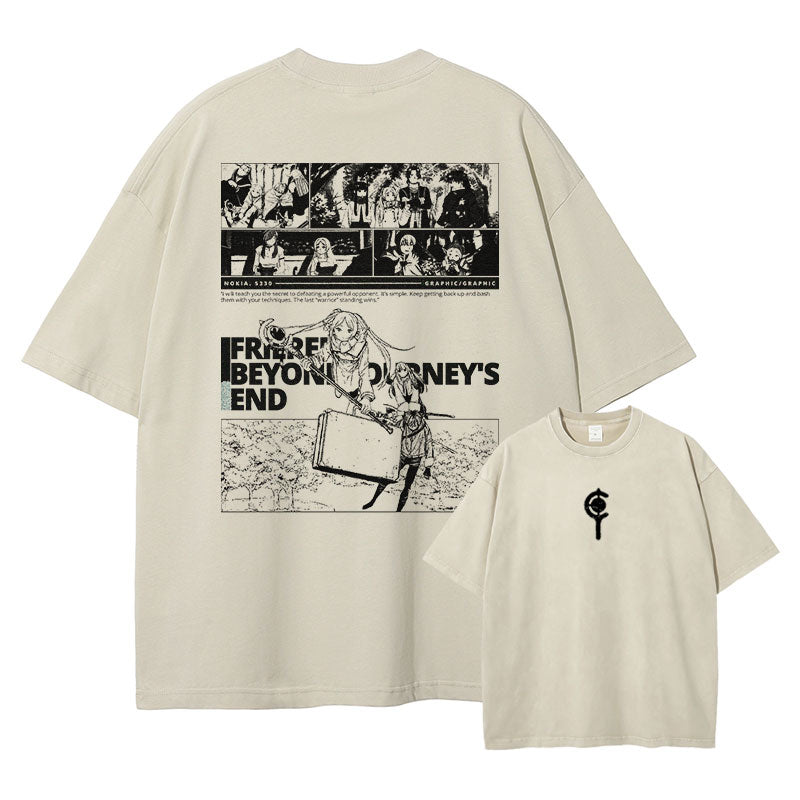 [Frieren] FRIEREN Oversized White/Apricot T-shirt