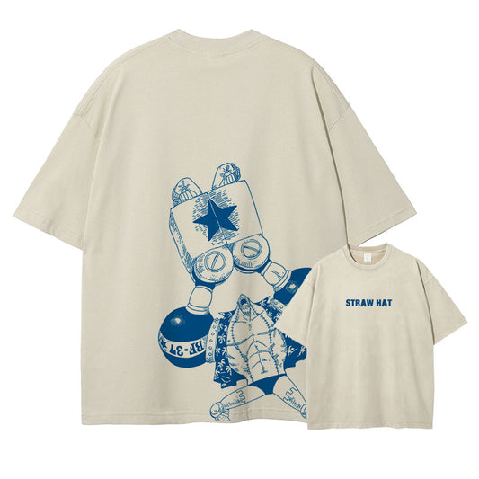[One Piece] FRANKY Oversized Apricot T-shirt