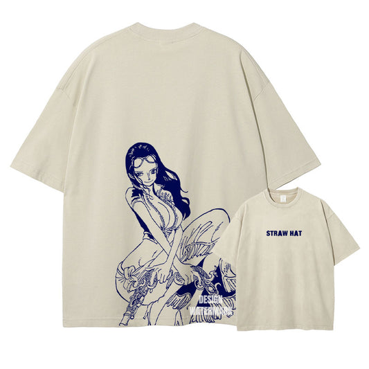 [One Piece] ROBIN Oversized Apricot T-shirt