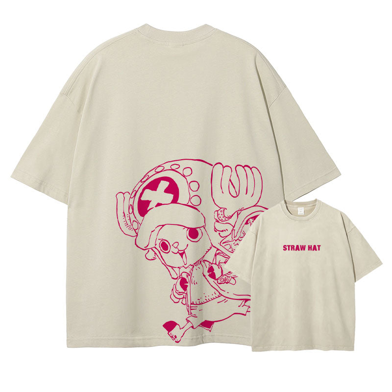 [One Piece] CHOPPER Oversized Apricot T-shirt