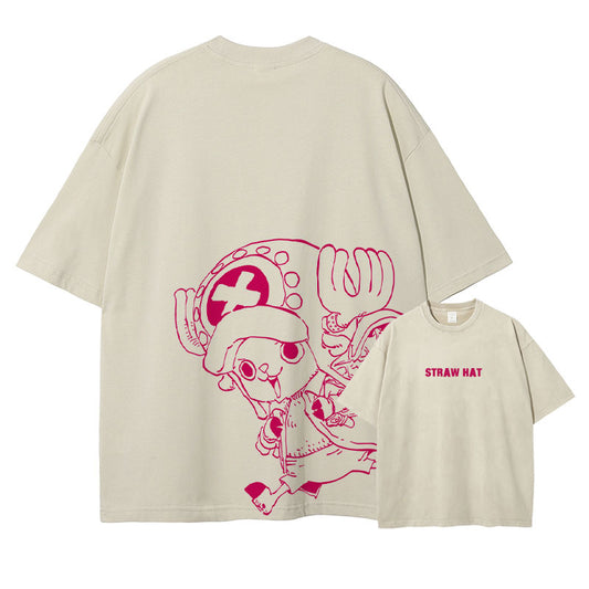 [One Piece] CHOPPER Oversized Apricot T-shirt
