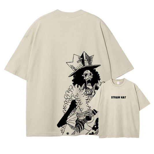 [One Piece] BROOK Oversized Apricot T-shirt